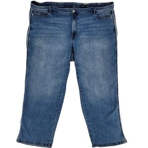 J.Jill Denim Jeans High Rise Cropped Stretch Comfort Waist Side Detail Size 28W